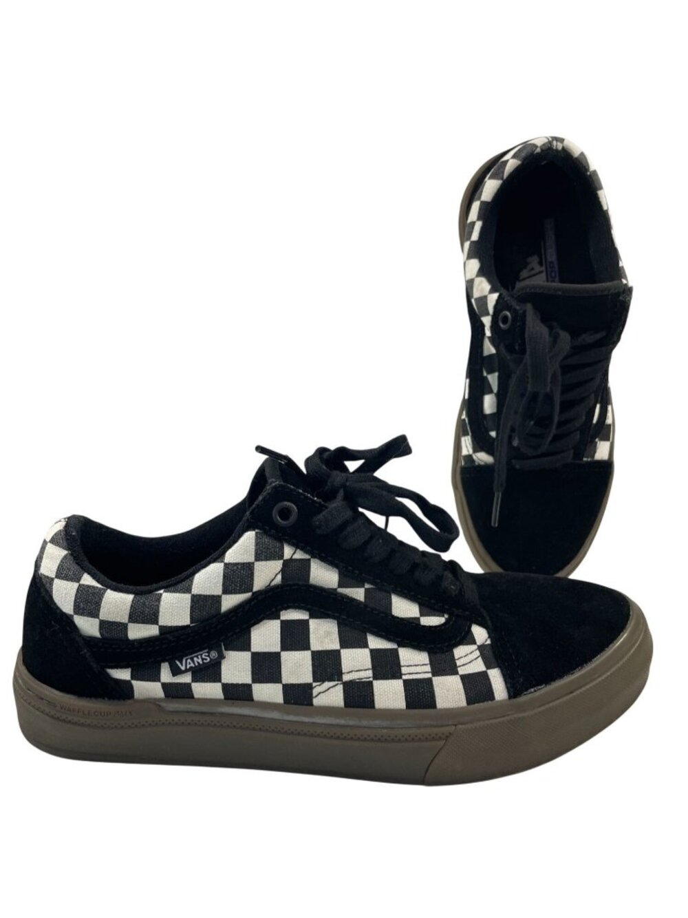 Vans BMX Old Skool Checkerboard Skate Shoes 8 Black Dark Gum Bikercore Grunge